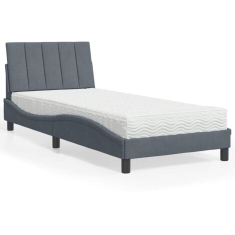 Cama con colchón Hanko terciopelo gris oscuro 90x190 cm vidaXL (1/5)