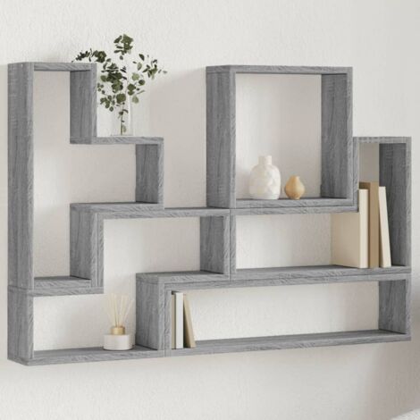 Estantería de pared madera ingeniería gris Sonoma 96x12x64 cm vidaXL