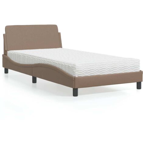 Cama con colchón Dover cuero sintético capuchino 100x200 cm vidaXL (1/5)