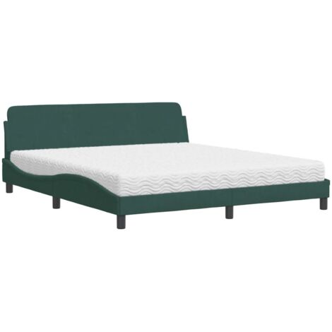 Cama con colchón Dover terciopelo verde oscuro 180x200 cm vidaXL (1/5)