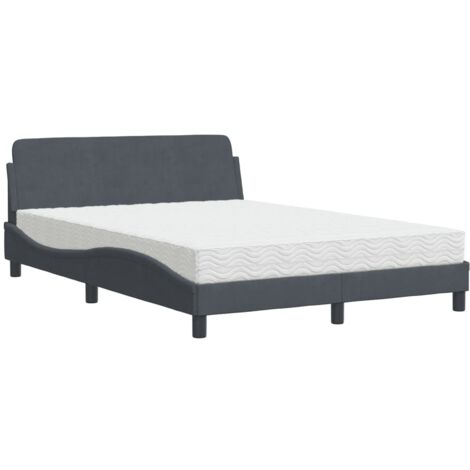 Cama con colchón Dover terciopelo gris oscuro 120x200 cm vidaXL (1/5)