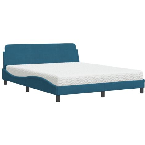 Cama con colchón Dover terciopelo azul 160x200 cm vidaXL (1/5)