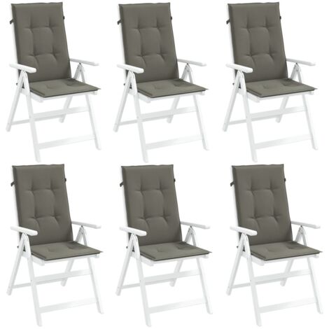 Cojines para silla respaldo alto 6 uds tela gris oscuro melange vidaXL