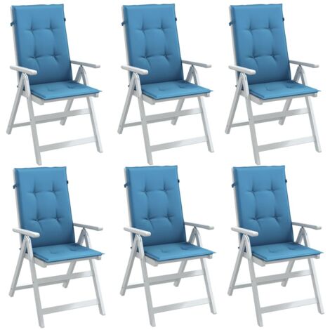 Cojines silla respaldo alto 6 uds tela azul melange 120x50x4 cm vidaXL