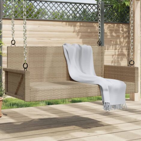 Banco columpio de ratán sintético beige 119x56x48 cm vidaXL