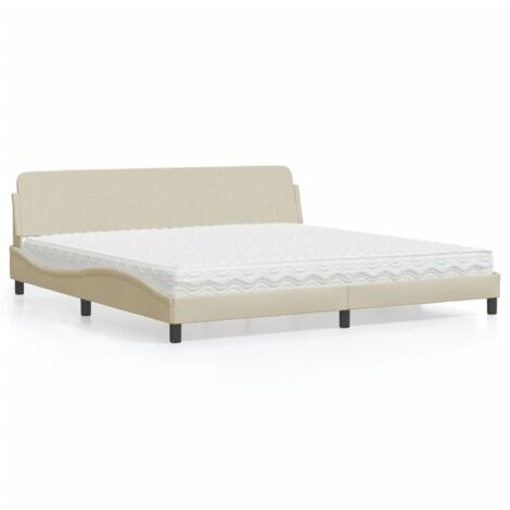 Cama con colchón Dover tela color crema 200x200 cm vidaXL (1/5)