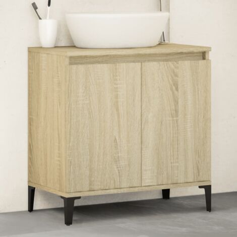 Armario de lavabo madera contrachapada roble Sonoma 58x33x60 cm vidaXL