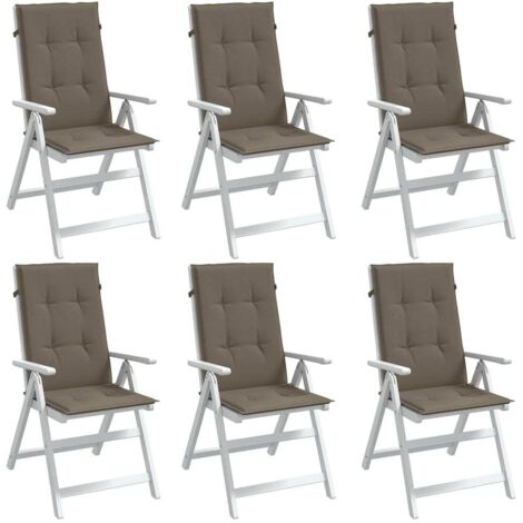 Cojines silla respaldo alto 6 uds tela taupe melange 120x50x4cm vidaXL