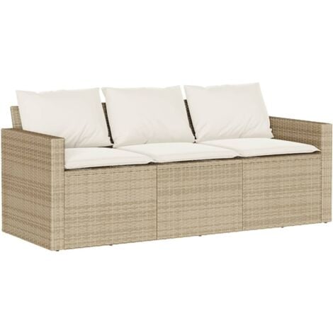 Juego de sofás jardín con cojines 6 pzas ratán sintético beige vidaXL