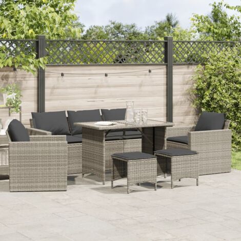 Set de sofás de jardín 6 pzas y cojines ratán sintético gris vidaXL