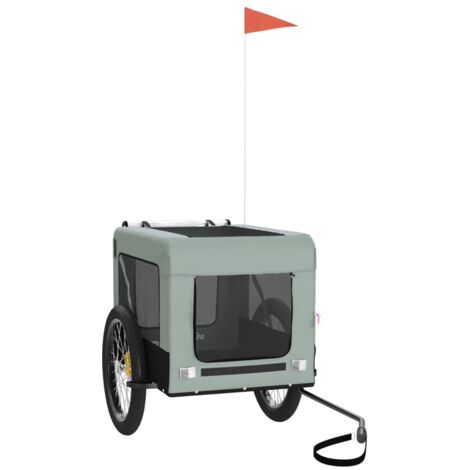 Remolque de bicicleta mascotas hierro tela Oxford gris negro vidaXL
