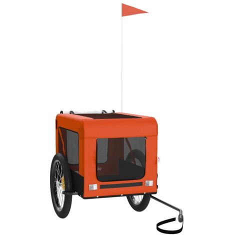 Remolque de bicicleta mascotas hierro tela Oxford naranja negro vidaXL