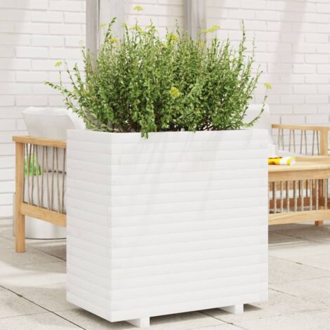 Jardinera de madera maciza de pino blanca 70x40x72 cm vidaXL (1/5)