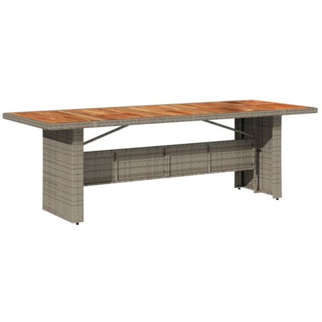 Mesa de jardín superficie madera acacia ratán gris 240x90x75 cm vidaXL