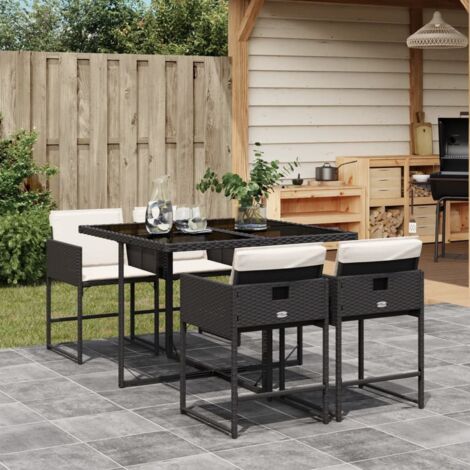 Set de muebles jardín 5 pzas con cojines ratán sintético negro vidaXL