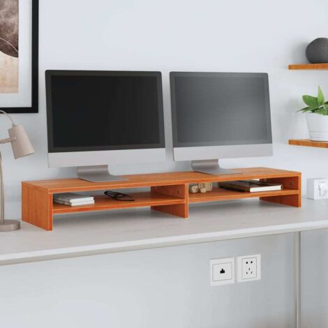 Soporte de monitor madera maciza pino marrón cera 100x24x13 cm vidaXL