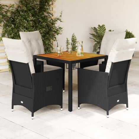 Set de muebles jardín 5 pzas con cojines ratán sintético negro vidaXL (1/5)