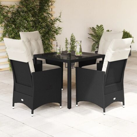 Set de muebles jardín 5 pzas con cojines ratán sintético negro vidaXL (1/5)