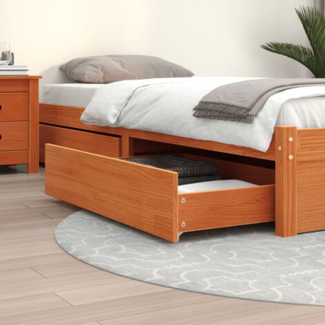 Cajones de cama 4 uds madera maciza de pino marrón cera vidaXL