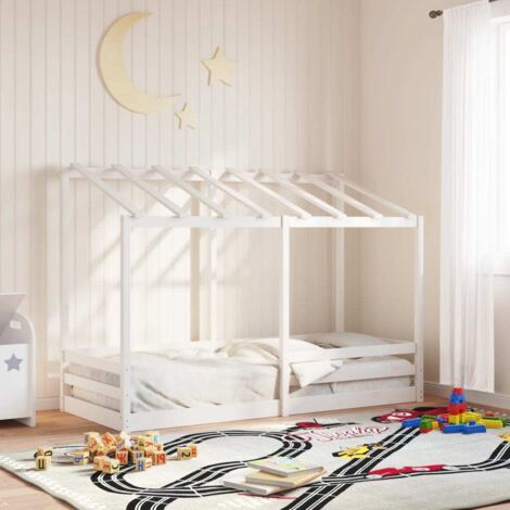 Cama infantil con techo madera maciza pino blanco 75x190 cm vidaXL