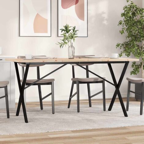 Mesa de comedor marco X madera maciza pino acero 140x80x75,5 cm vidaXL (1/5)