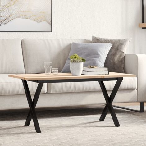 Mesa de centro marco X madera maciza pino y acero 100x50x45 cm vidaXL