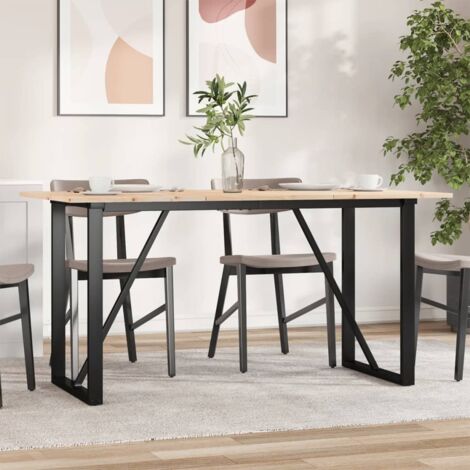 Mesa de comedor marco O madera maciza pino y acero 140x80x75cm vidaXL