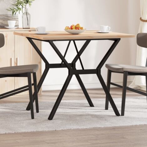 Mesa de comedor marco Y madera maciza pino y acero 90x90x75,5cm vidaXL