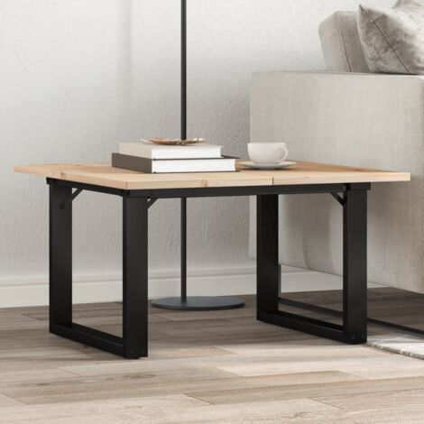 Mesa de centro marco O madera maciza pino y acero 60x60x40 cm vidaXL (1/5)