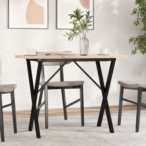 Mesa de comedor marco X madera maciza pino acero 100x50x75,5 cm vidaXL