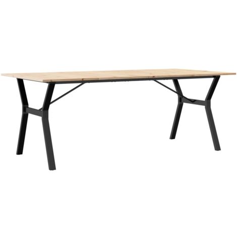 Mesa de comedor marco Y madera maciza pino y acero 200x100x75cm vidaXL