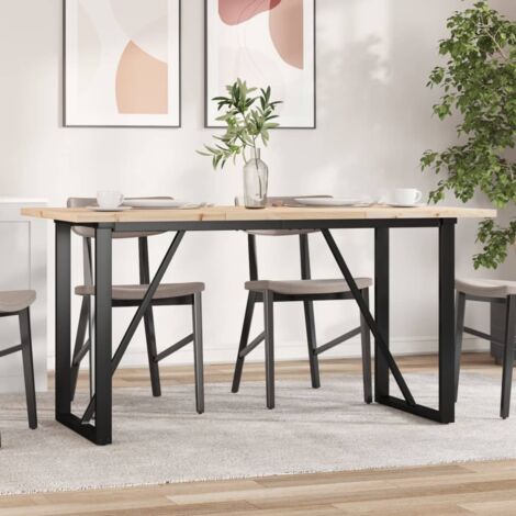 Mesa de comedor marco O madera maciza pino acero 140x80x75,5 cm vidaXL