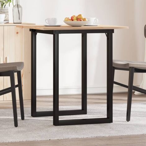 Mesa de comedor marco O madera maciza pino y acero 60x60x75 cm vidaXL