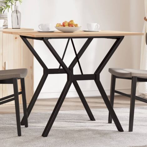Mesa de comedor marco Y madera maciza pino y acero 80x80x75 cm vidaXL