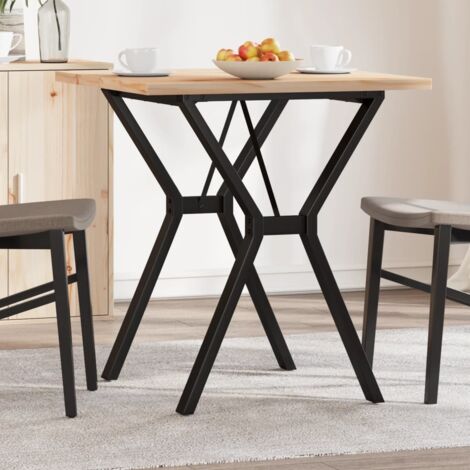Mesa de comedor marco Y madera maciza pino y acero 70x70x75,5cm vidaXL