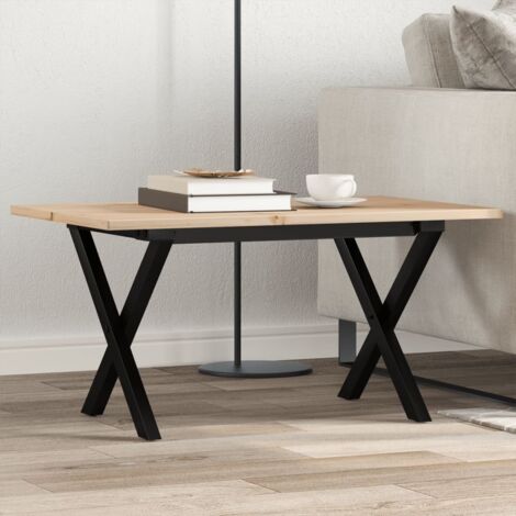Mesa de centro marco X madera maciza pino y acero 80x50x40 cm vidaXL