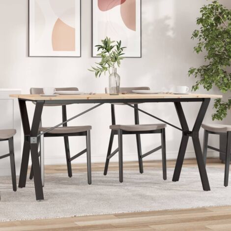 Mesa de comedor marco Y madera maciza pino y acero 140x80x75cm vidaXL