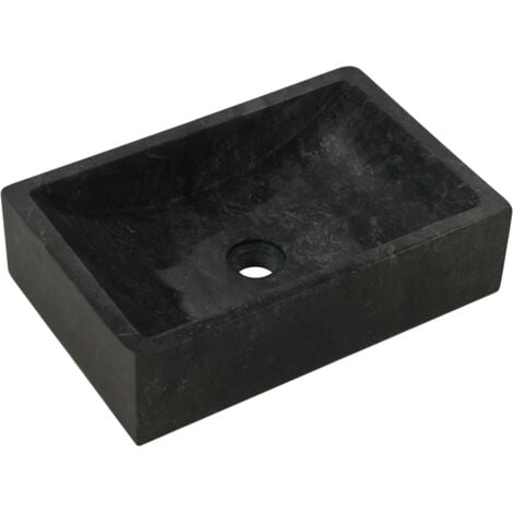 Lavabo de mármol negro con brillo 45x30x12 cm vidaXL