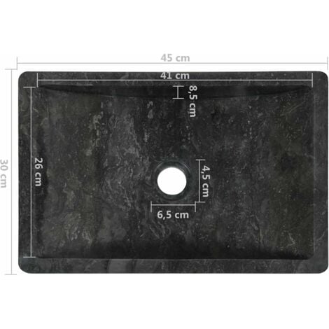 Lavabo de mármol negro con brillo 45x30x12 cm vidaXL