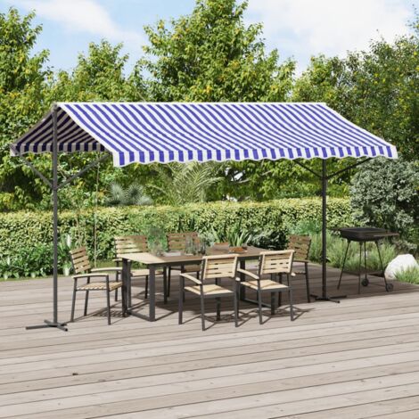 Toldo de pie tela y acero azul y blanco 400x300 cm vidaXL