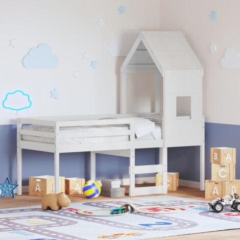 Cama alta con techo blanca madera maciza pino blanca 90x200 cm vidaXL (1/5)
