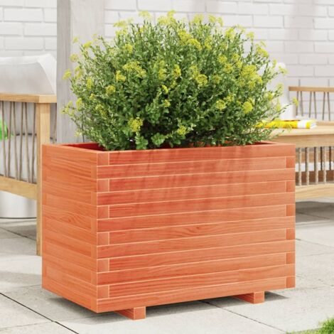 Jardinera madera maciza de pino marrón cera 70x40x49,5 cm vidaXL (1/5)