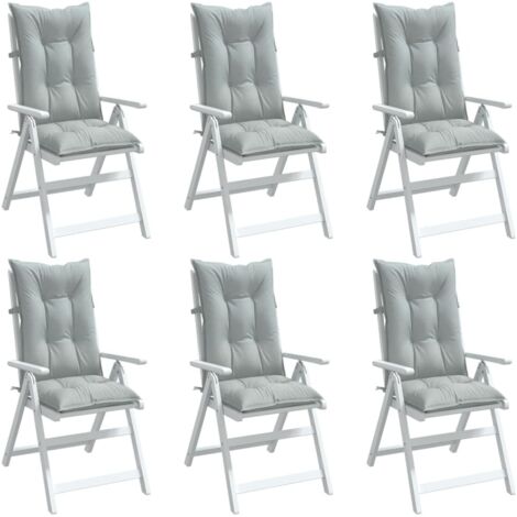 Cojines para silla respaldo alto 6 uds tela gris claro melange vidaXL