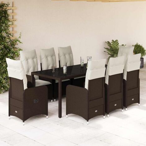Set comedor de jardín 17 pzas y cojines ratán sintético gris vidaXL