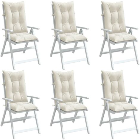 Cojines silla respaldo alto 6 uds tela crema melange 120x50x7cm vidaXL
