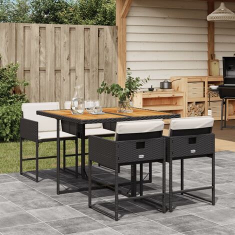 Set de muebles jardín 5 pzas con cojines ratán sintético negro vidaXL