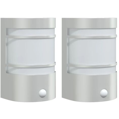 Apliques de exterior con sensor 2 unidades acero inoxidable vidaXL