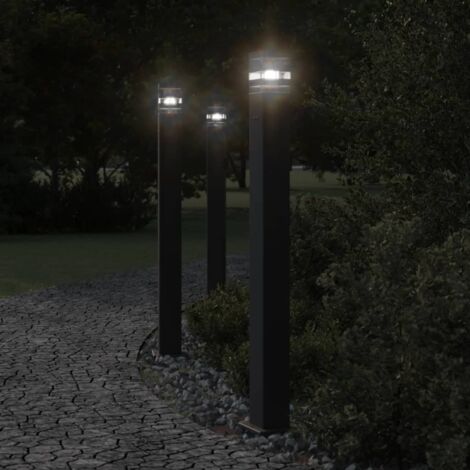 Lámparas suelo exterior con enchufe 3 uds aluminio negro 110 cm vidaXL