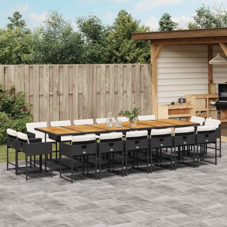 Set de muebles jardín 17 pzas con cojines ratán sintético negro vidaXL (1/5)