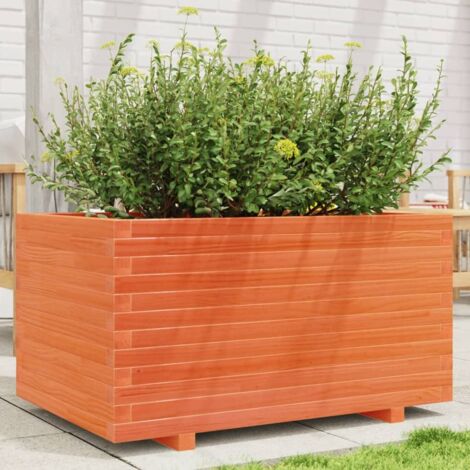 Jardinera madera maciza de pino marrón cera 90x60x49,5 cm vidaXL (1/5)